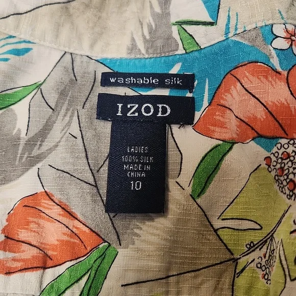 Izod - washable silk sleeveless floral top, size 10 - Picture 8 of 10